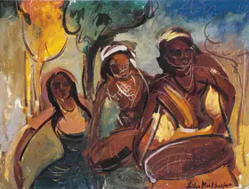 Mookherjea, Sailoz (Artist). Drummers, mid 1950s | Painting