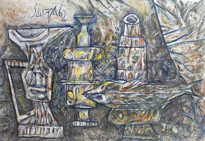 Souza, F.N. (Artist). Still Life with Fish, 1962 | Painting