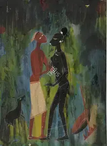 Raval, Rasik D. (Artist). Untitled (Couple), n.d. | Painting