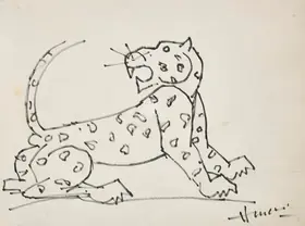 Husain, M.F. (Artist). Untitled (Leopard), n.d. | Drawing