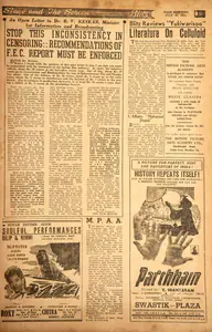 Stop This Inconsistency in Censoring :: Recommendations of F.E.C. Report Must Be Enforced. In <i>Blitz - Asia's Foremost News Magazine.</i> p. 19. Bombay: R.K. Karanjia, 26 July 1952 | Film Review | CinemaEducation | 00144154