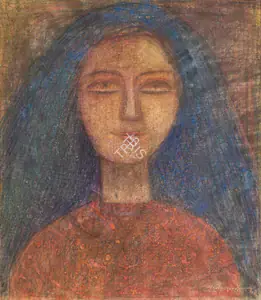 Pyne, Ganesh (Artist). Face of Woman, 1982 | Painting