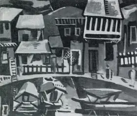 Kaul, Triloke (Artist). Huts, n.d. | Painting