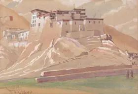 Krishna, Kanwal (Artist). Nagartse Dzong, Tibet, 1940 | Painting