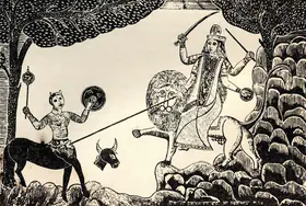 Unknown (Artist). Mahishamardini Durga, 1980s | Graphic Art