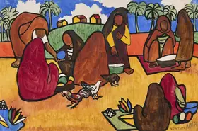 Souza, F.N. (Artist). Goan Peasants in the Market, 1944 | Painting