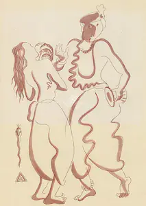 Hebbar, K.K. (Artist). Snake Dance, n.d. | Drawing