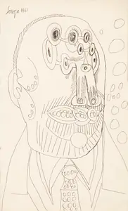 Souza, F.N. (Artist). Untitled (Head), 1961 | Drawing