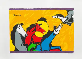 Husain, M.F. (Artist). Untitled (Horses), n.d. | Graphic Art
