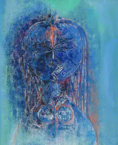 Pai, Laxman (Artist). Girl in Blue, 1973 | Painting