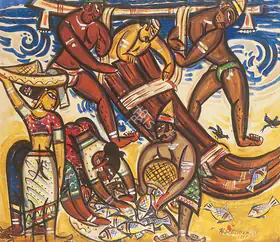 Sreenivasulu, K. (Artist). Fishermen, 1955 | Painting