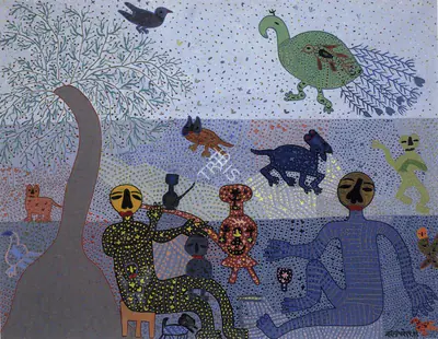 Parekh, Madhavi (Artist). Festival Of Birds And Animals I, 1985 | Painting