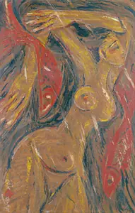 Khastgir, Sudhir (Artist). Nude with Fishes, 1962 | Painting
