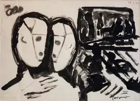 Hore, Somnath (Artist). Untitled (Two Figures), 1969 | Painting