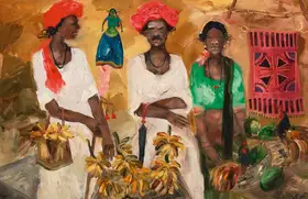 Mani, J. M. S. (Artist). Untitled (Tribal Village Market Scene), 2007 | Painting