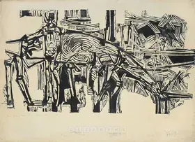 Sheikh, G.M. (Artist). Man, Woman And Horse, 1963 | Print