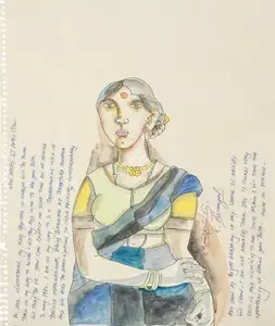 Goud, K. Laxma (Artist). Untitled (Woman with Laxma's Letter), n.d. | Painting