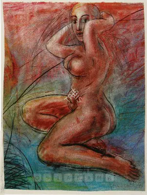 Mistry, Dhruva (Artist). Untitled (Female Nude), 1984 | Drawing