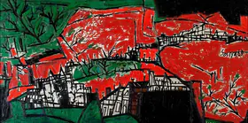 Souza, F.N. (Artist). Untitled (Red And Green Landscape/ Hampstead Landscape), 1960 | Painting