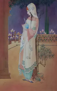 Chughtai, M.A.R. (Artist). Untitled (Lady with Perfume Bottle), n.d. | Drawing