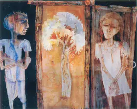Ray, Shyamal Dutta (Artist). Boy, Girl and Tree, 1999 | Painting