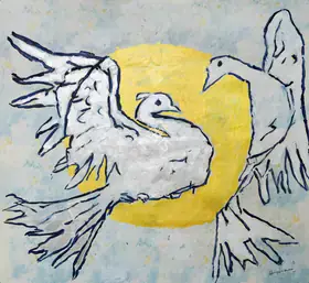 Husain, M.F. (Artist). Untitled (Doves), n.d. | Painting