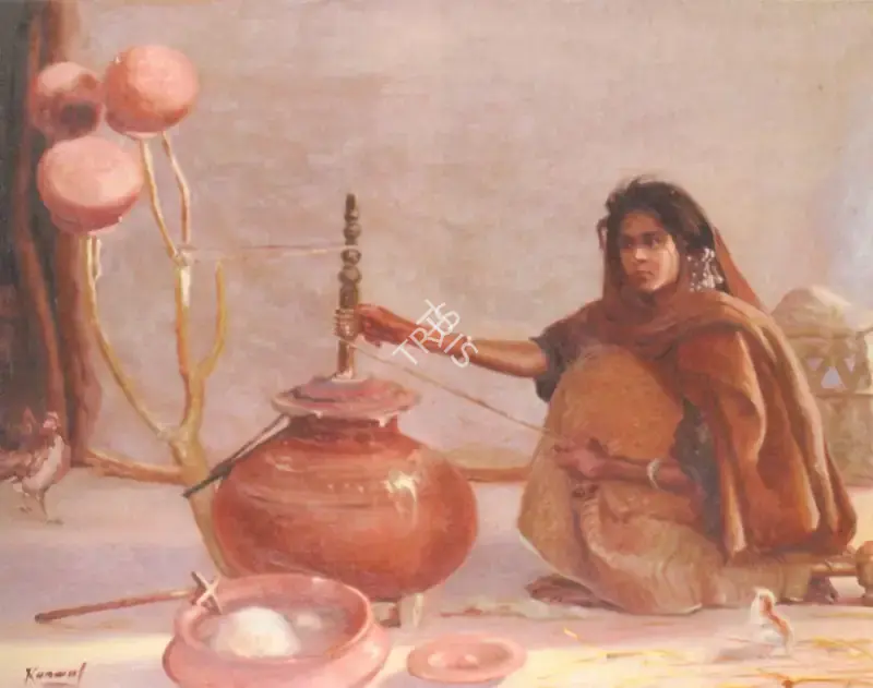 Kanwal Krishna (Artist), Preparing Curd, 1938, Painting