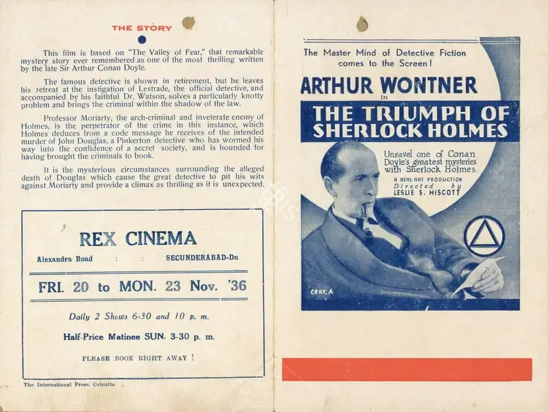 Leslie S. Hiscott (Director), The Triumph of Sherlock Holmes, 1935, Handbill