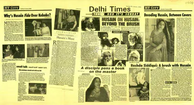 Sourish Bhattacharyya (Writer), Why's Husain Fida Over Kebabs?, 2002, Newspaper clipping