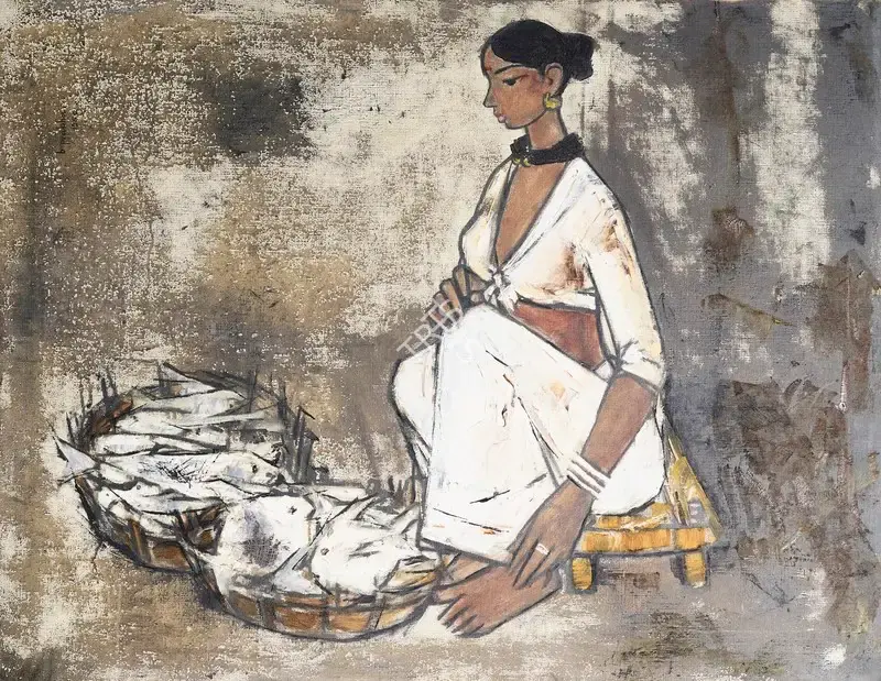 B. Prabha (Artist), Untitled (Fish Market), 1962, Painting