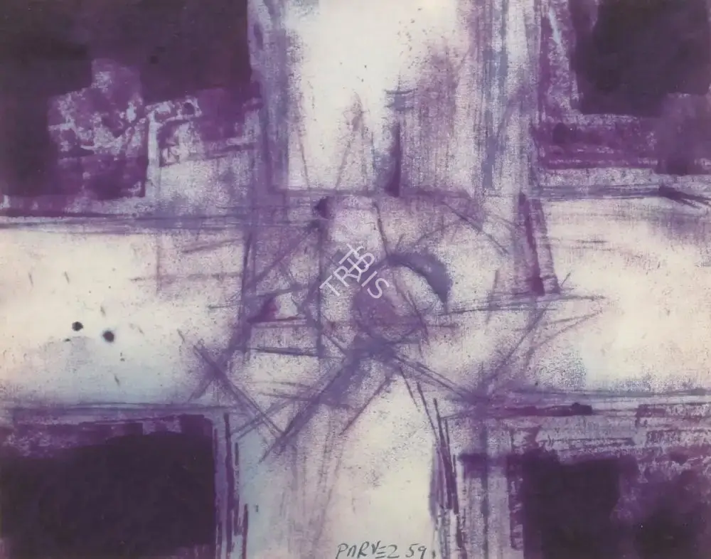 Ahmed Parvez (Artist), Purple Cross (Positive), 1959, Painting