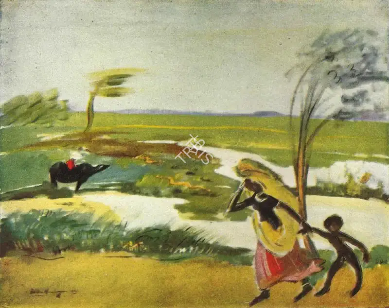 Sailoz Mookherjea (Artist), Windy Day, Painting