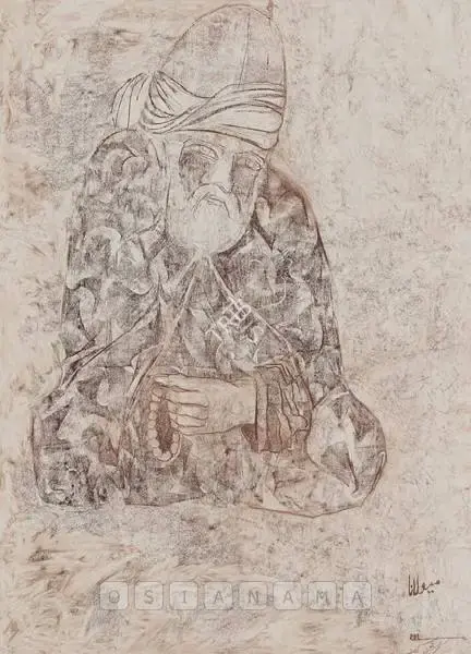 Krishen Khanna (Artist), Maulana, Drawing