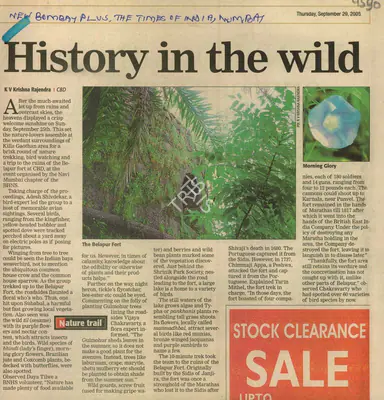 K.V. Krishna Rajendra (Reporter), History in the Wild, 2005, Newspaper Clipping