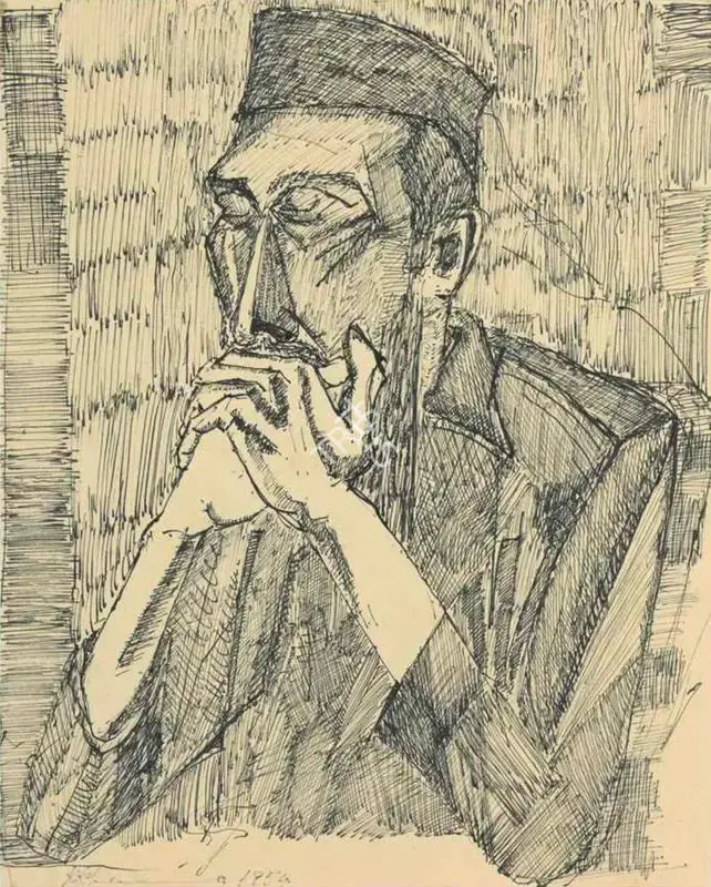 Krishen Khanna (Artist), Untitled (Portrait of Husain), 1954, Painting