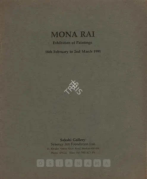 Mona Rai (Artist), Mona Rai, 1991, Solo Exhibition Catalogue