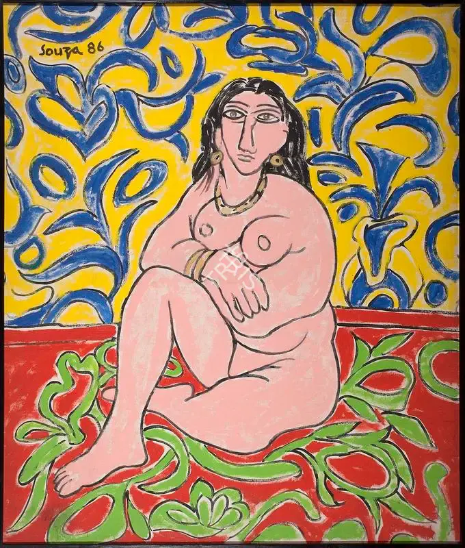 F.N. Souza (Artist), Untitled (Nude - After Henri Matisse), 1986, Painting