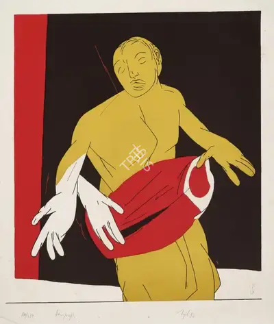 Tyeb Mehta (Artist), Untitled (Drummer), 1992, Graphic Art