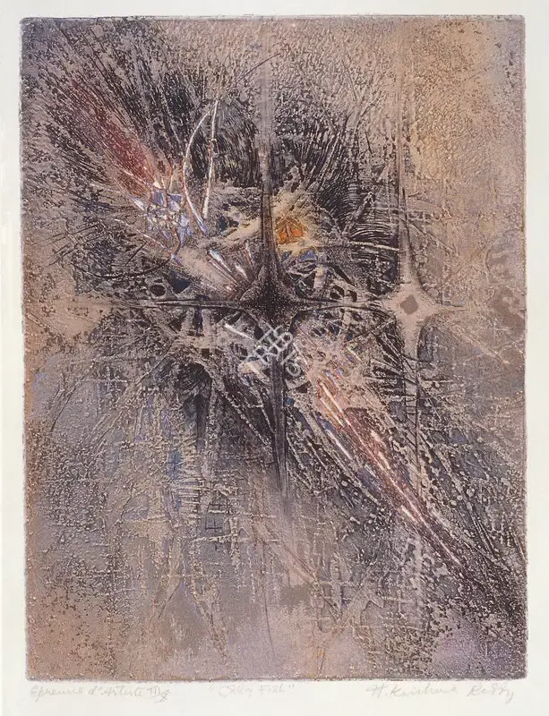 Krishna Reddy (Artist), Jelly Fish , 1955, Graphic Art