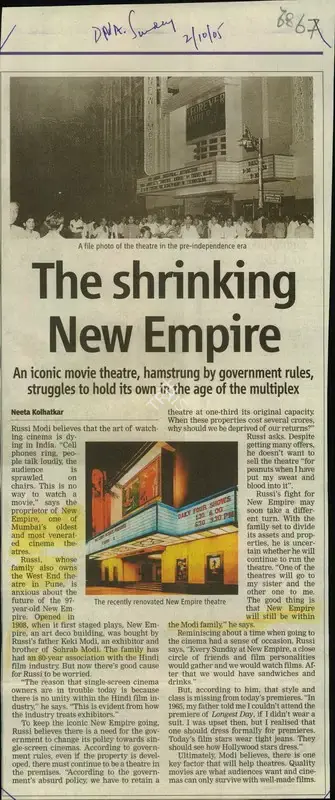 Neeta Kolhatkar (Reporter), The Shrinking new Empire, 2005, Newspaper Clipping