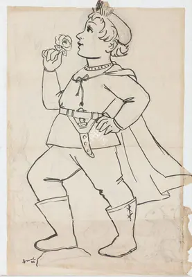 M.F. Husain (Artist), Prince Charming, 1944, Drawing