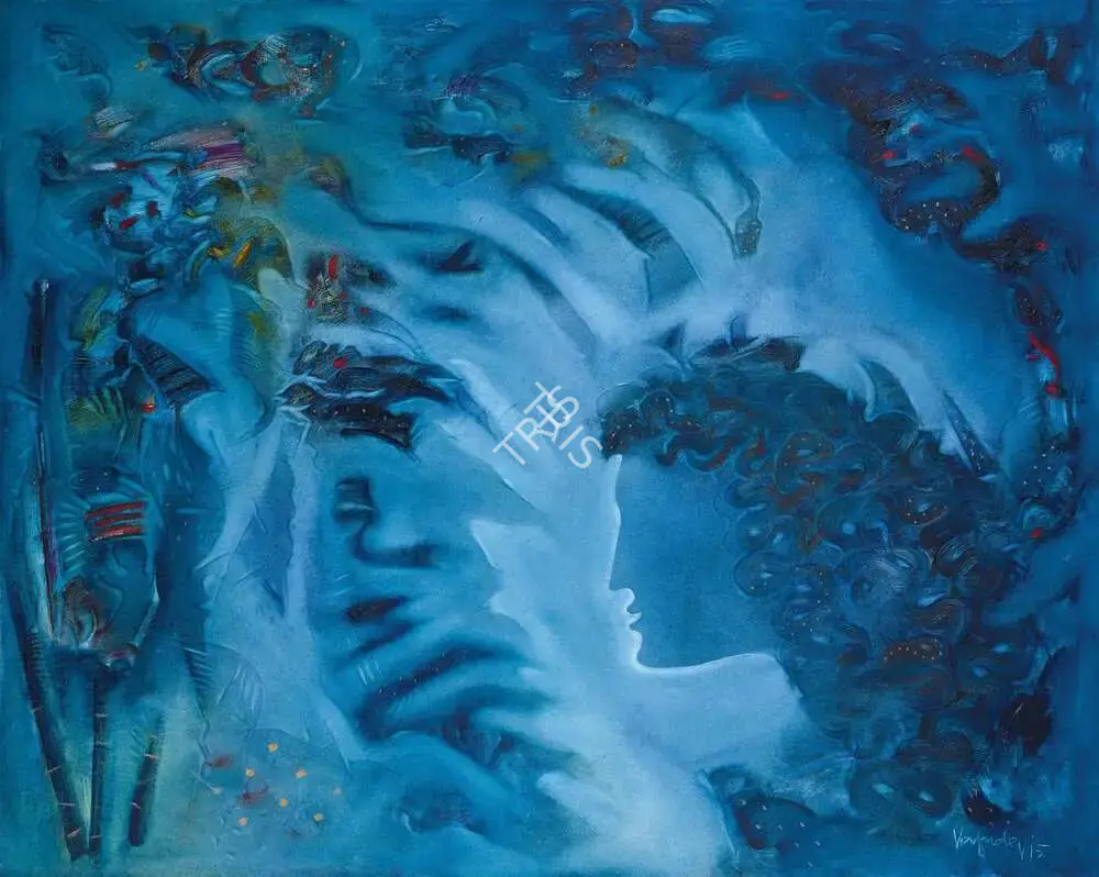 S.G. Vasudev (Artist), She and the Trees, Painting