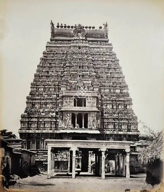 Edmund David Lyon (Photographer), Seringum Pagoda, Trichinopoly (large gopuram), Antiquarian Photograph