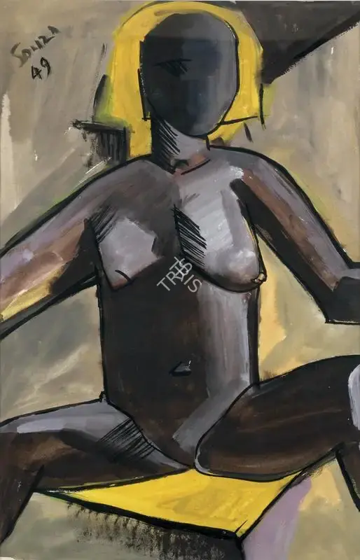 F.N. Souza (Artist), Female Nude, 1949, Painting