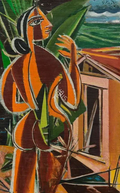 Keyt, George (Artist). Untitled (Woman in Garden), 1953 | Painting, Ch.NeY/18.09.24, 2024 · Christie's