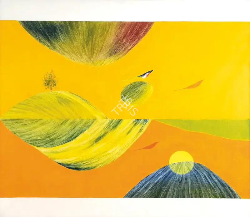 J. Swaminathan (Artist), Mountain And Bird Series, 1974, Painting