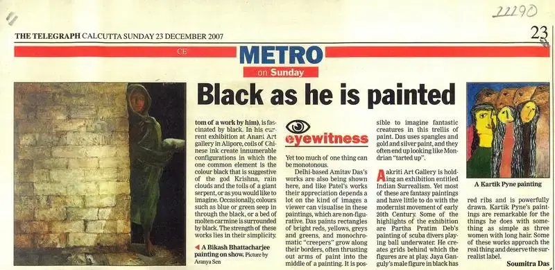 Soumitra Das (Writer), Black As He is Painted, 2007, Newspaper clipping