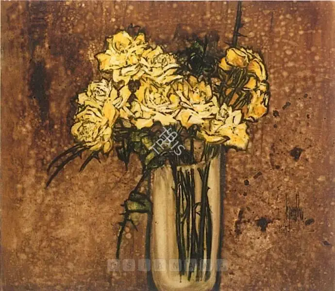 B. Prabha (Artist), Flower Study(Yellow Roses), 1965, Painting