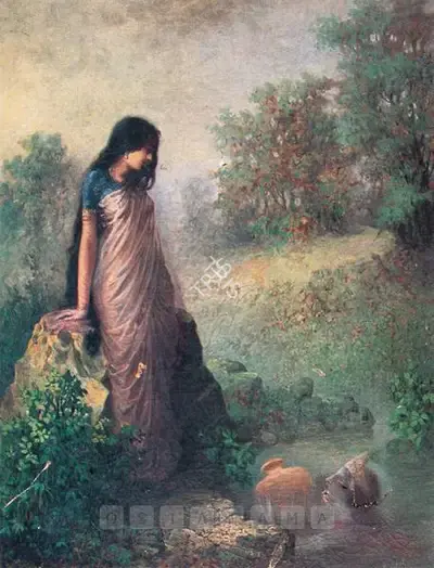 Ustad Allah Bukhsh (Artist), Woman, Painting