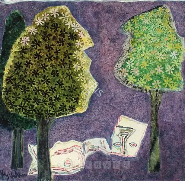 K.S. Kulkarni (Artist), Untitled (Woman And A Tree), 1977, Painting